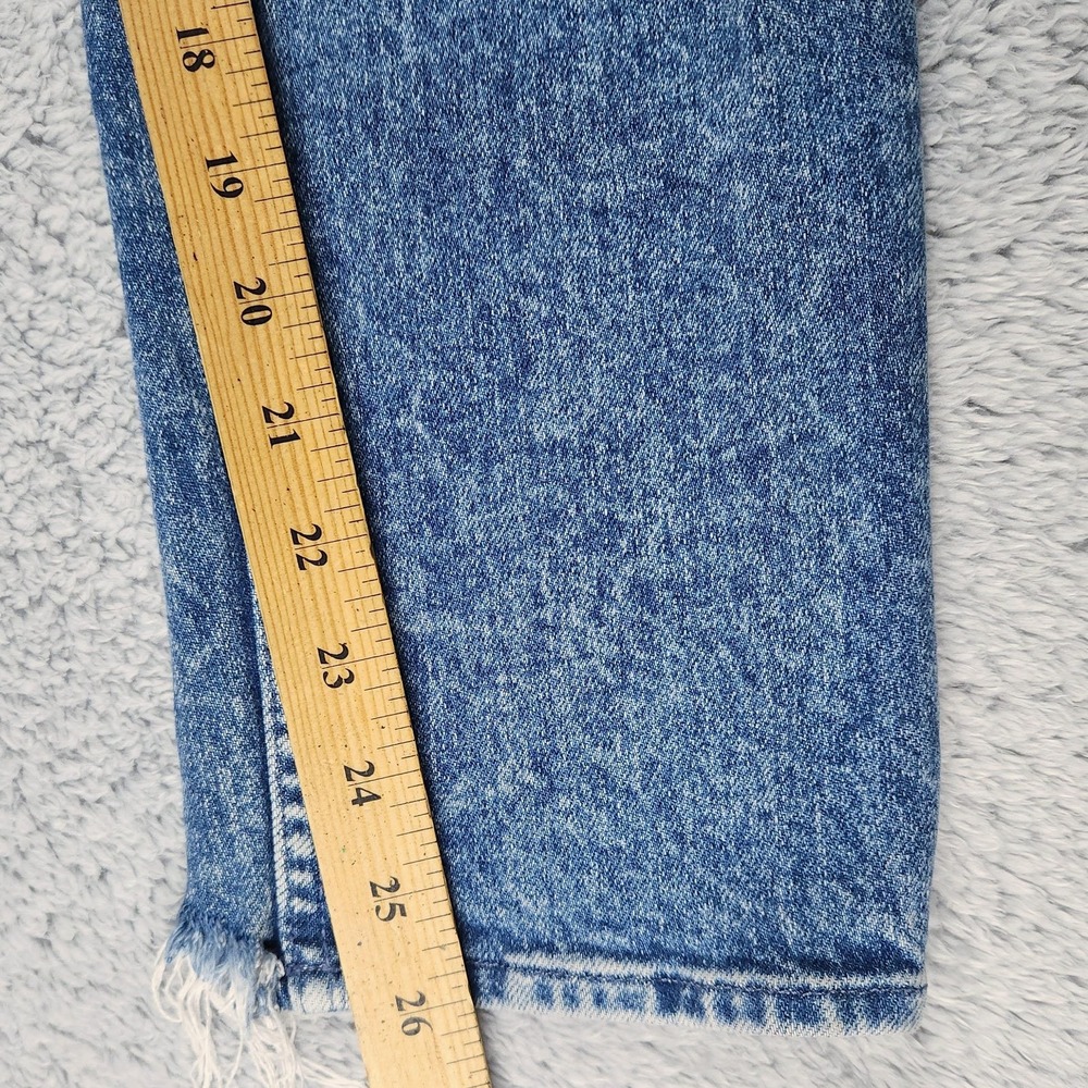 Mother The Tomcat Jeans Womens 24 Blue Distressed High Rise Button Fly Raw Hem - Picture 12 of 16